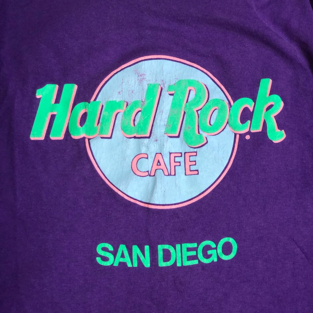 Vintage 90s Hard Rock Cafe San Diego Purple and Slime Green T-Shirt, Size XL
